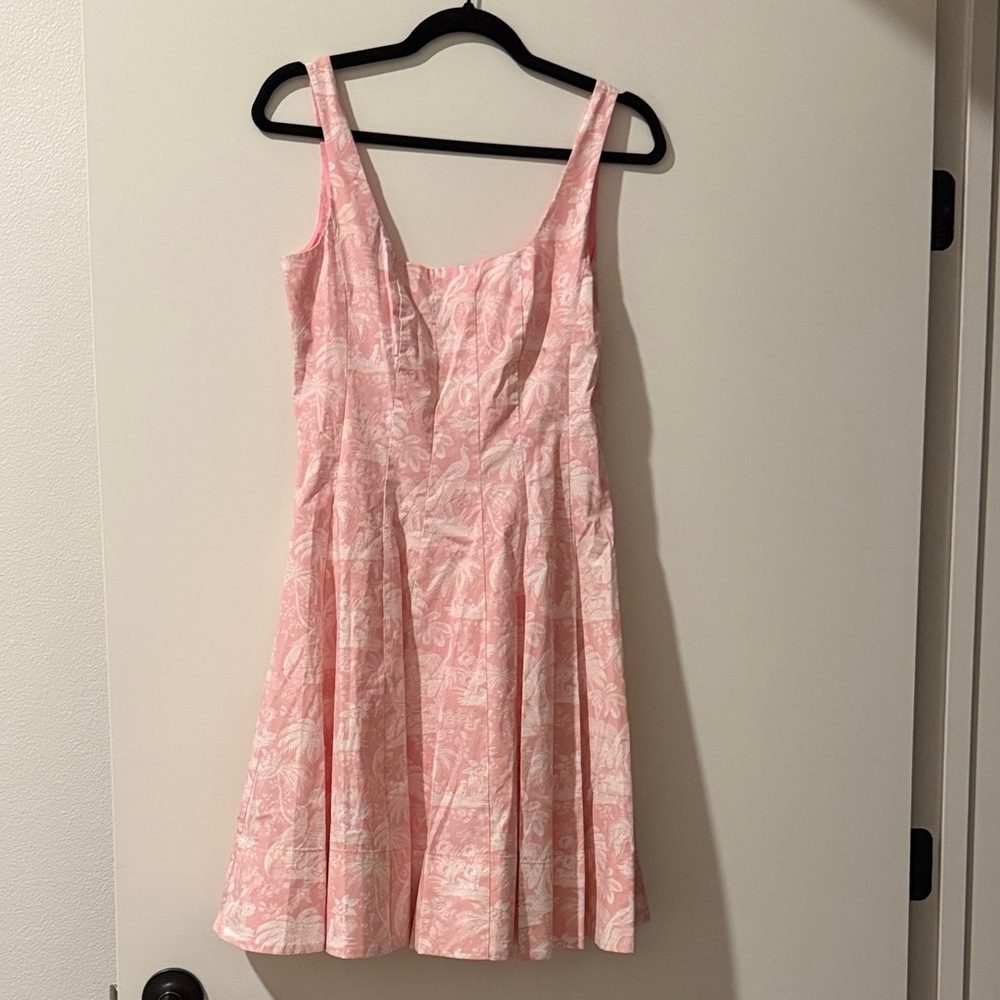 STAUD Wells Dress Pink and White